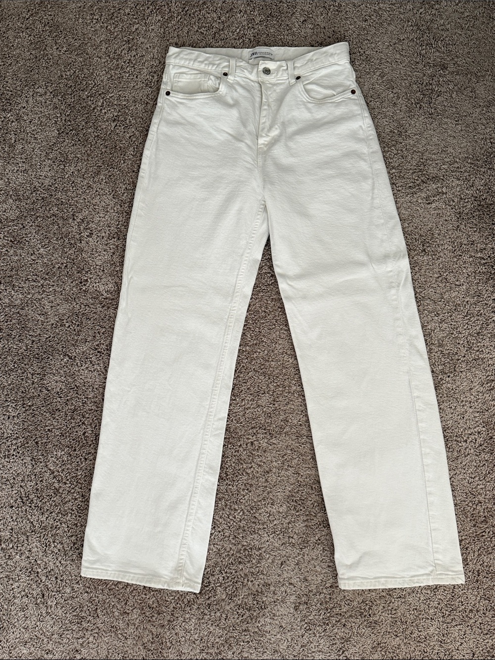 Zara Straight-Leg White Jeans